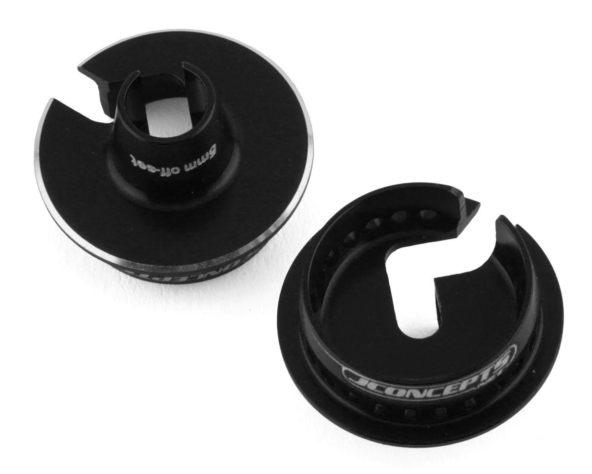 JConcepts Team Associated Fin Aluminum 13mm Shock Spring Cups (Black) (5mm Offset) (JCO2703-2)