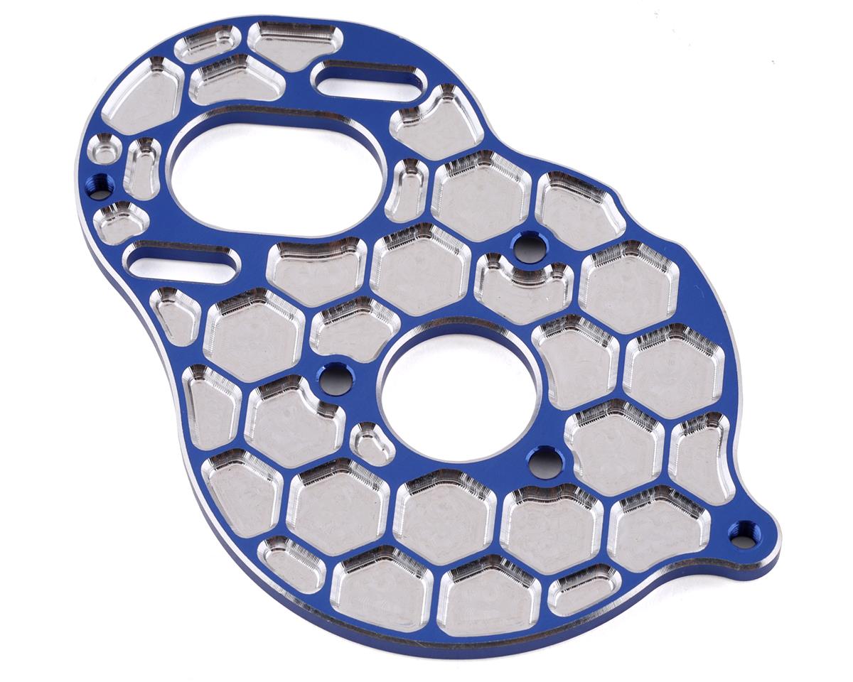 JConcepts DR10/SR10 +2 Aluminum "Honeycomb" Motor Plate (Blue) (JCO2910-1)