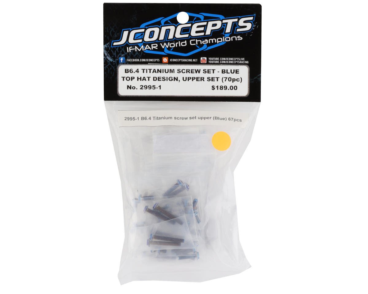 JConcepts Team Associated B6.4 Titanium Top Hat Upper Screws Set (70) (Blue) (JCO2995-1)