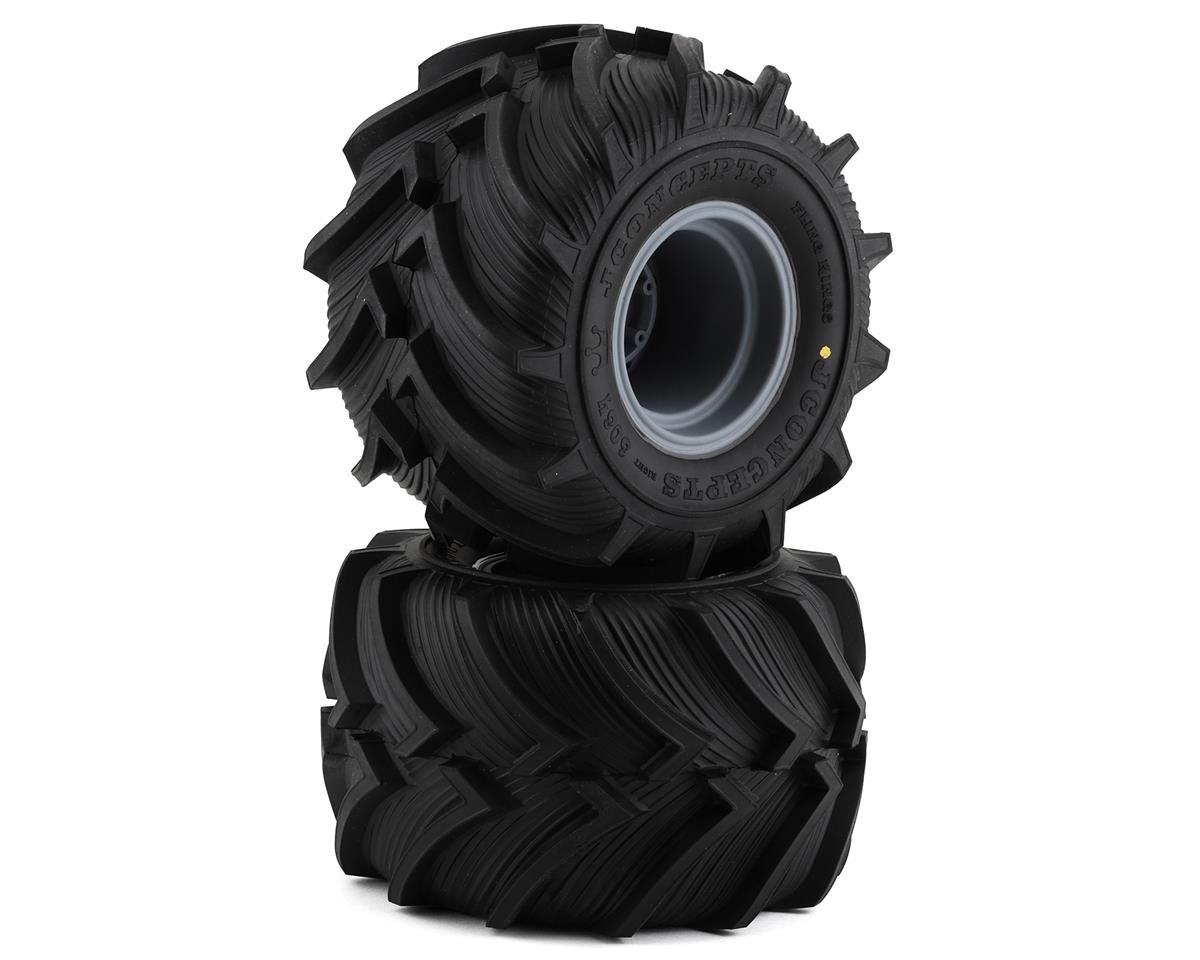 JConcepts Fling Kings Pre-Mounted Monster Truck Tires (Silver) (2) (Yellow) (JCO3084-4099)
