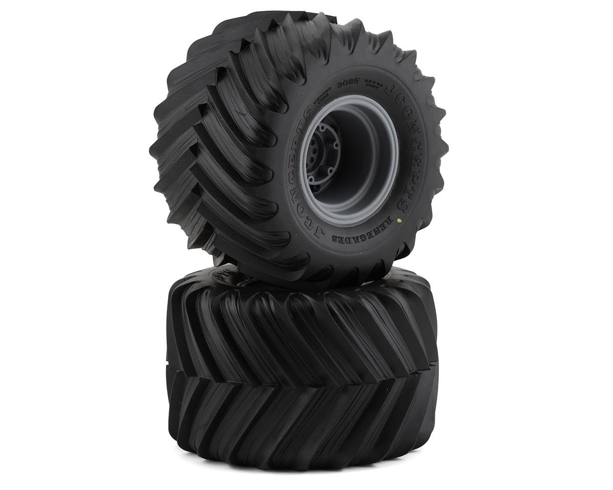 JConcepts Renegades Pre-Mounted Monster Truck Tires (Silver) (2) (Yellow) (JCO3085-40910)