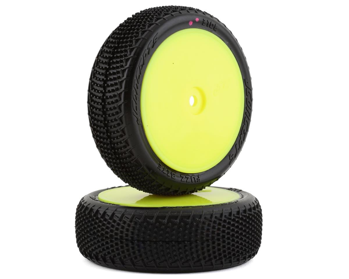 JConcepts Fuzz Bite LP 2.2" Pre-Mounted 4WD Front Buggy Carpet Tires (Yellow) (Pink) (JCO3108-201011)