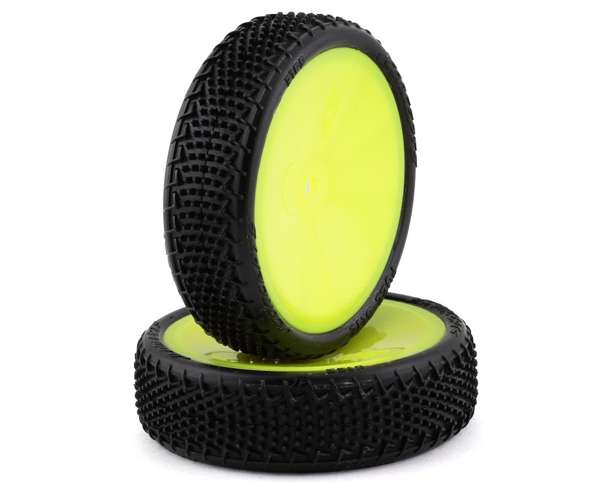 JConcepts Fuzz Bite LP 2.2 Pre-Mounted 2WD Front Buggy Carpet Tires (Yellow) (2) (Pink) (JCO3165-201011)
