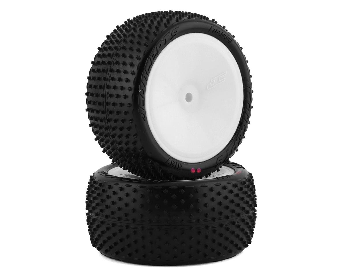 JConcepts Nessi 2.2" Pre-Mounted Rear Buggy Carpet Tires (White) (2) (Pink) (JCO3167-101021)