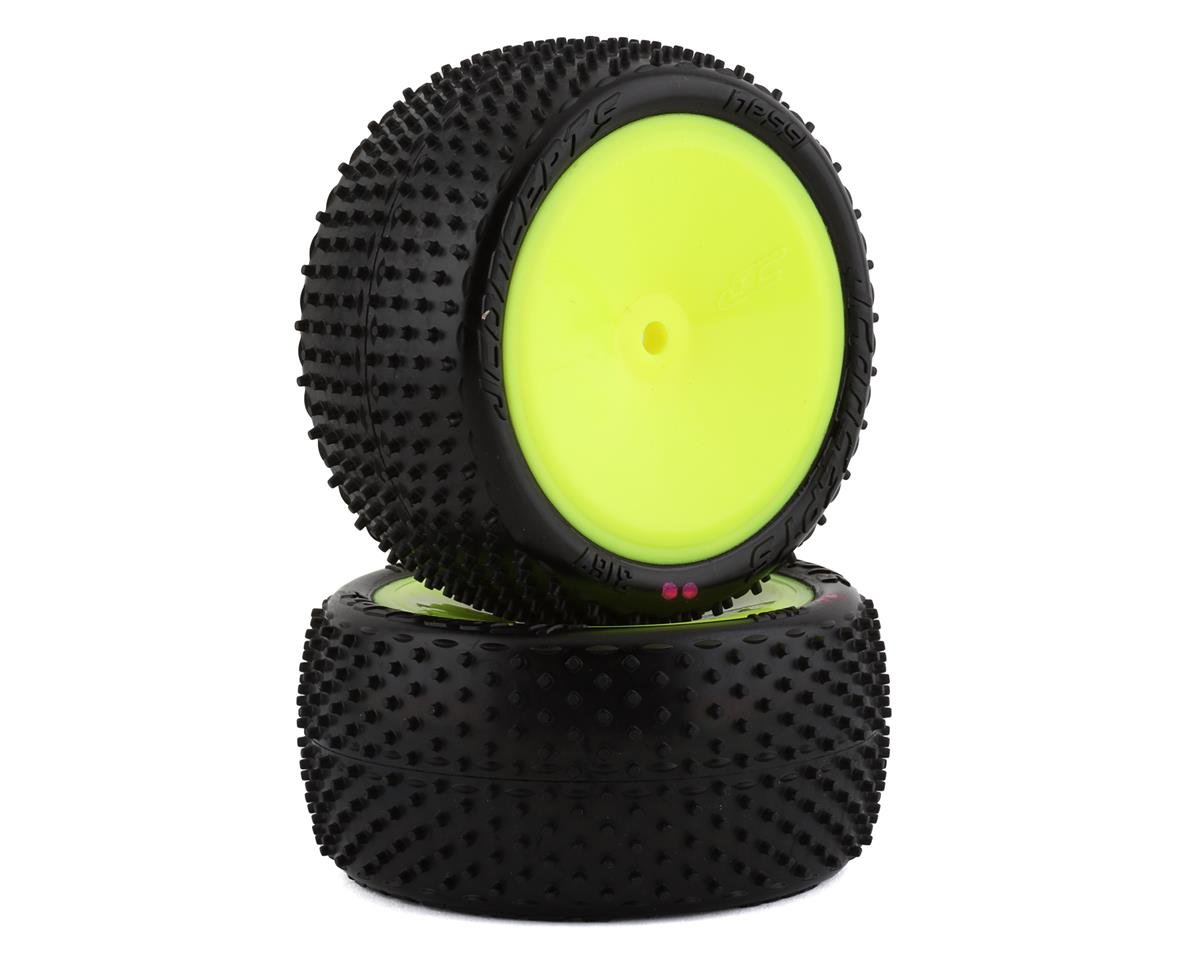 JConcepts Nessi 2.2" Pre-Mounted Rear Buggy Carpet Tires (Yellow) (2) (Pink) (JCO3167-201021)