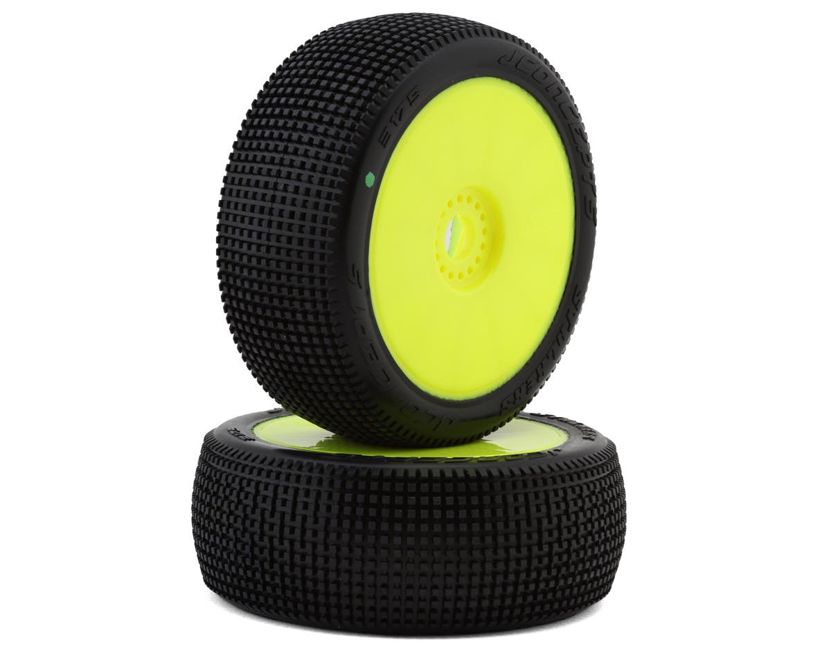 JConcepts Stalkers 1/8 Pre-Mounted Buggy Tire (2) (Yellow) (Green) (JCO3175-22)