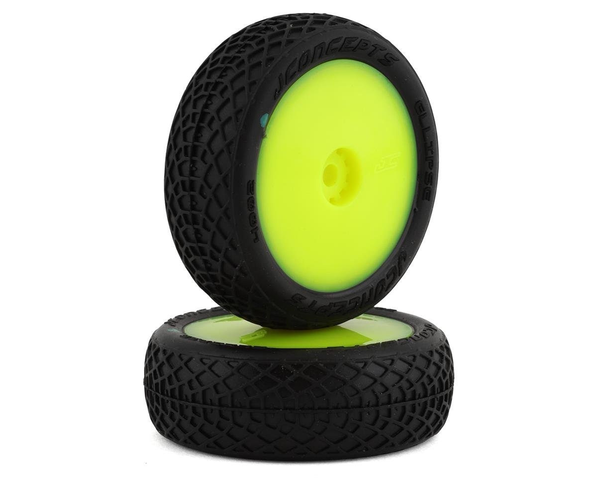 JConcepts Mini-B Ellipse Pre-Mounted Front Tires (Yellow) (2) (Green) (JCO4002-2211)