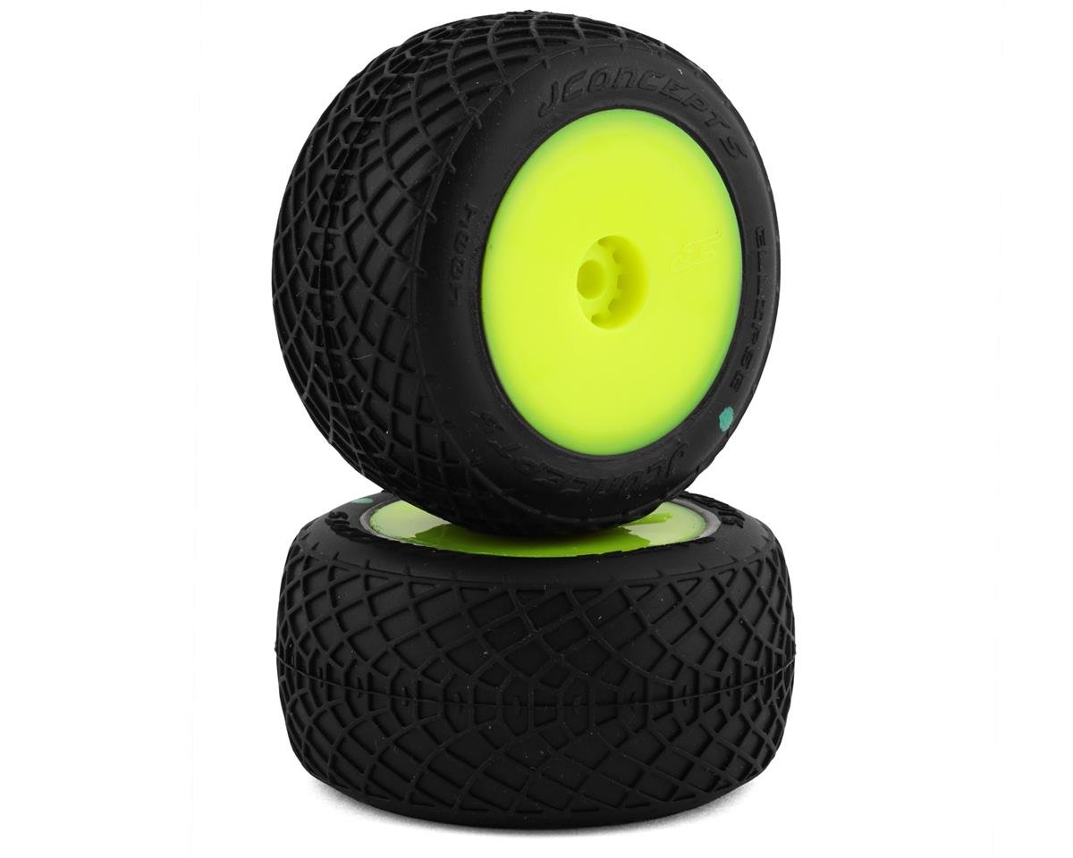 JConcepts Mini-B/Mini-T 2.0 Ellipse Pre-Mounted Rear Tires (Yellow) (2) (Green) (JCO4004-2221)