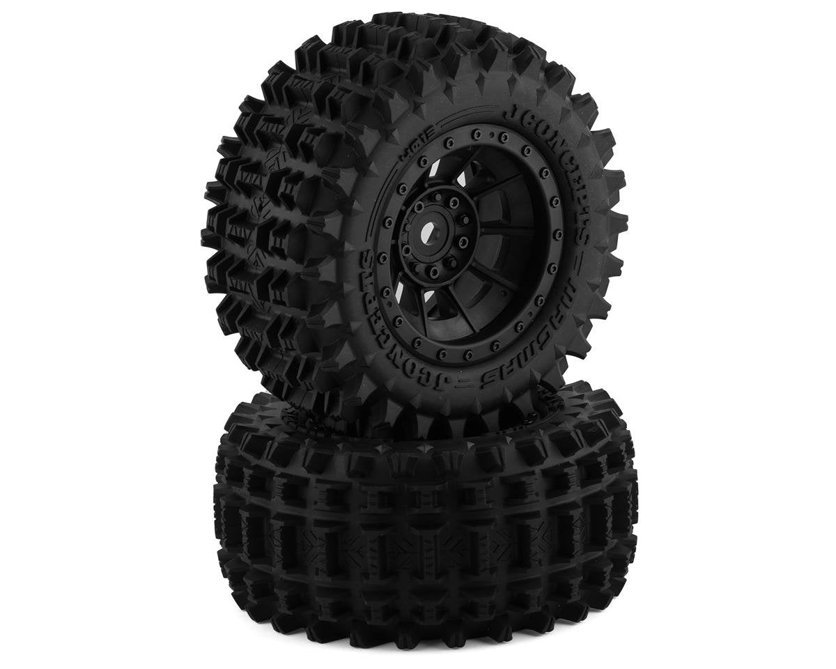 JConcepts Magma Pre-Mounted Monster Truck Tires w/Hazard Wheel (Black) (2) (Platinum) (JCO4013-3994)