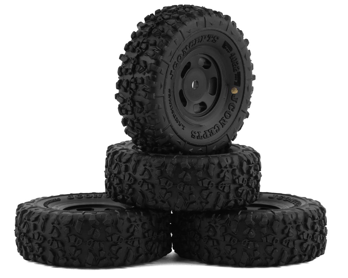 JConcepts Landmines 1.0" Pre-Mounted Tires w/Glide 5 Wheels (Black) (4) (Gold) (JCO4022-35911)