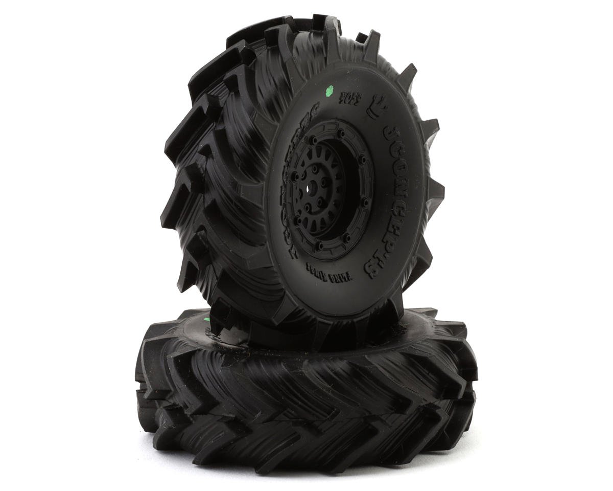 JConcepts Fling Kings 1.0" Pre-Mounted Tires (63mm OD) (2) w/Crusher Wheels (Green) (JCO4059-32913)