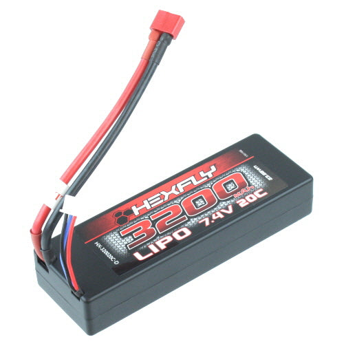 REDCAT - HX-320020C-D Hexfly 2 cell 7.4V 3200mAh 20C LiPo Battery(Hard Case)(T-Plug)(1pc) (HX-320020C-D)