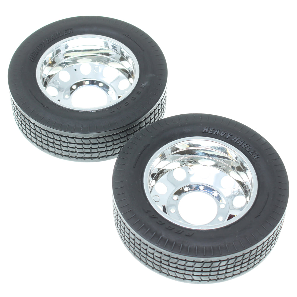 REDCAT - RER25700 Rear Pre-Mounted Tires w/ Wheels (Chrome)(1pr) (RER25700)