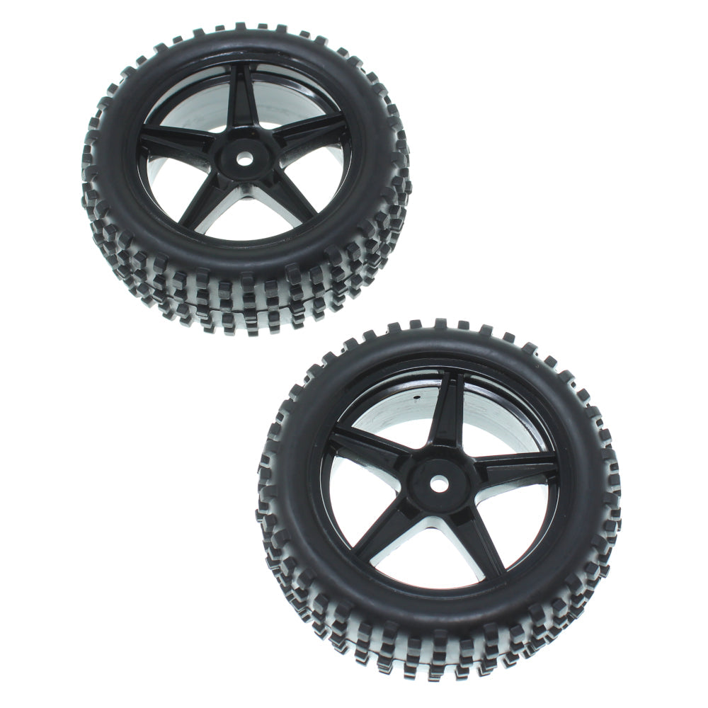 REDCAT - RER21183 Pre-Mounted 1/10th Buggy Front Tires and Wheels (Black)(1pr) (RER21183)