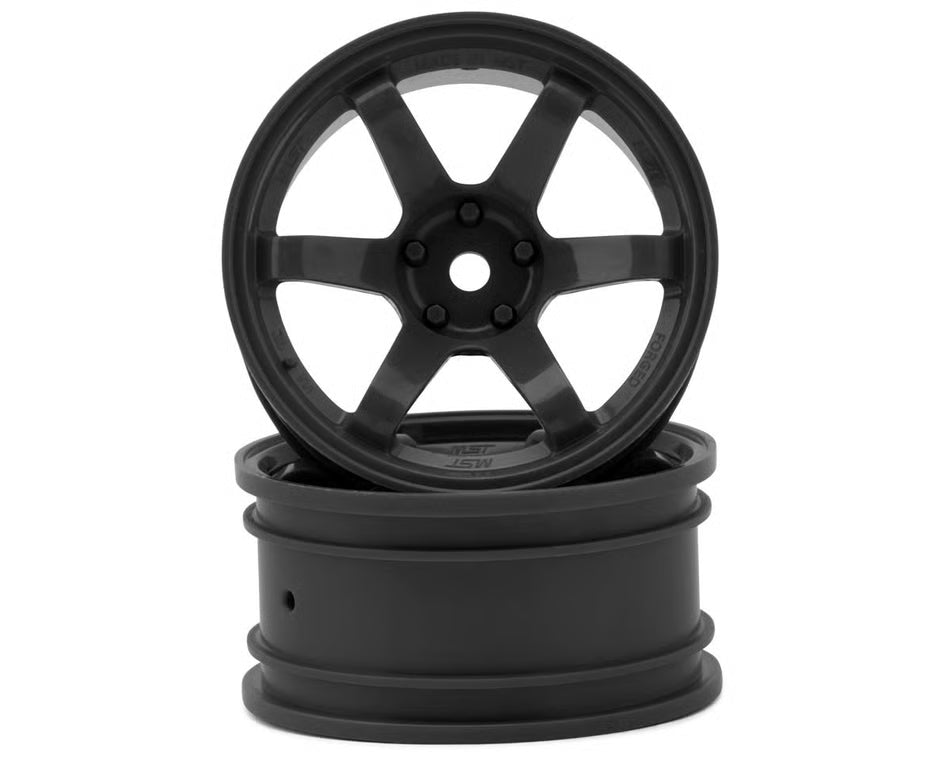MST TE37 1/10 High Traction Drift Wheels (Gunmetal Grey) (2) (5mm Offset) w/Mounting Foam (MXS-832301GR)