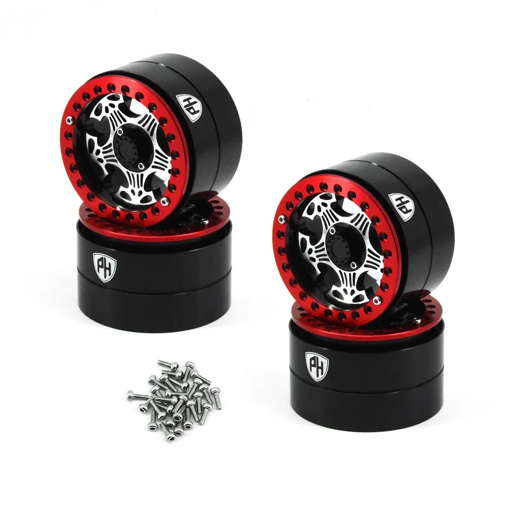 POWERHOBBY - Aluminum 2.2" Beadlock Wheels Red (4) 1/10 Rock Crawler (PHB5901)