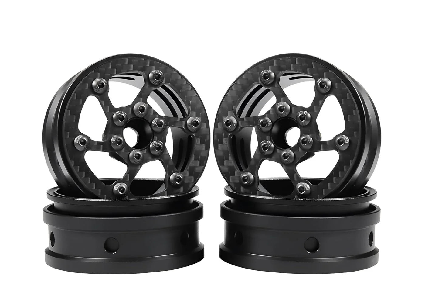 POWERHOBBY - 2.2" Carbon Fiber Lightweight Beadlock Wheels 1/10 Rock Crawler C (PHB6560)