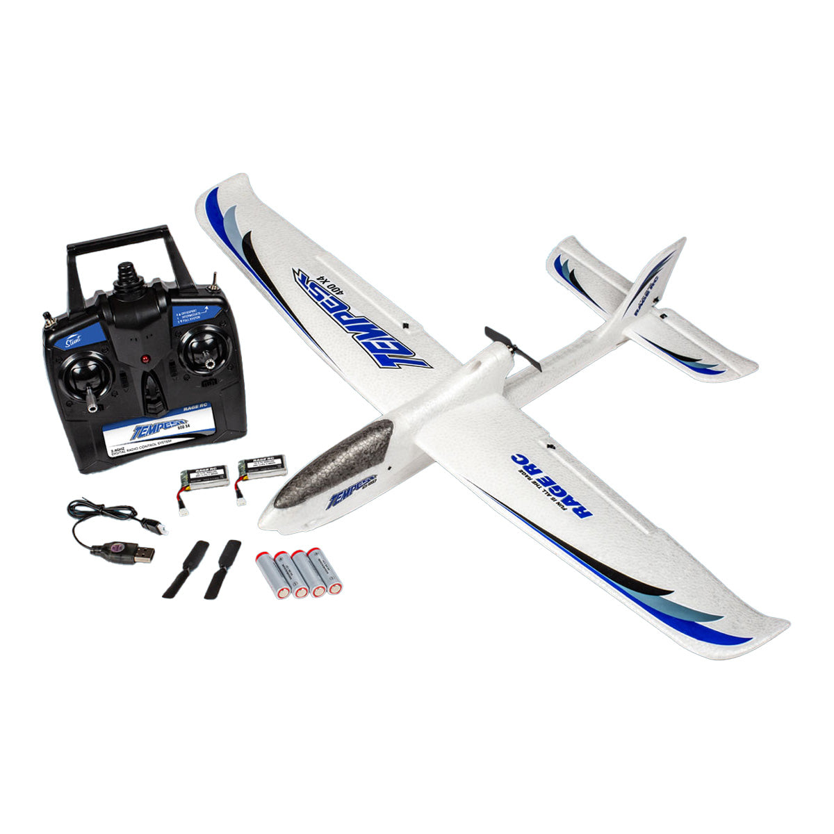 RAGE RC - Tempest 600 X4 Electric Powered RTF Airplane with PASS (Pilot Assist Stability Software) System (RGRA1000)
