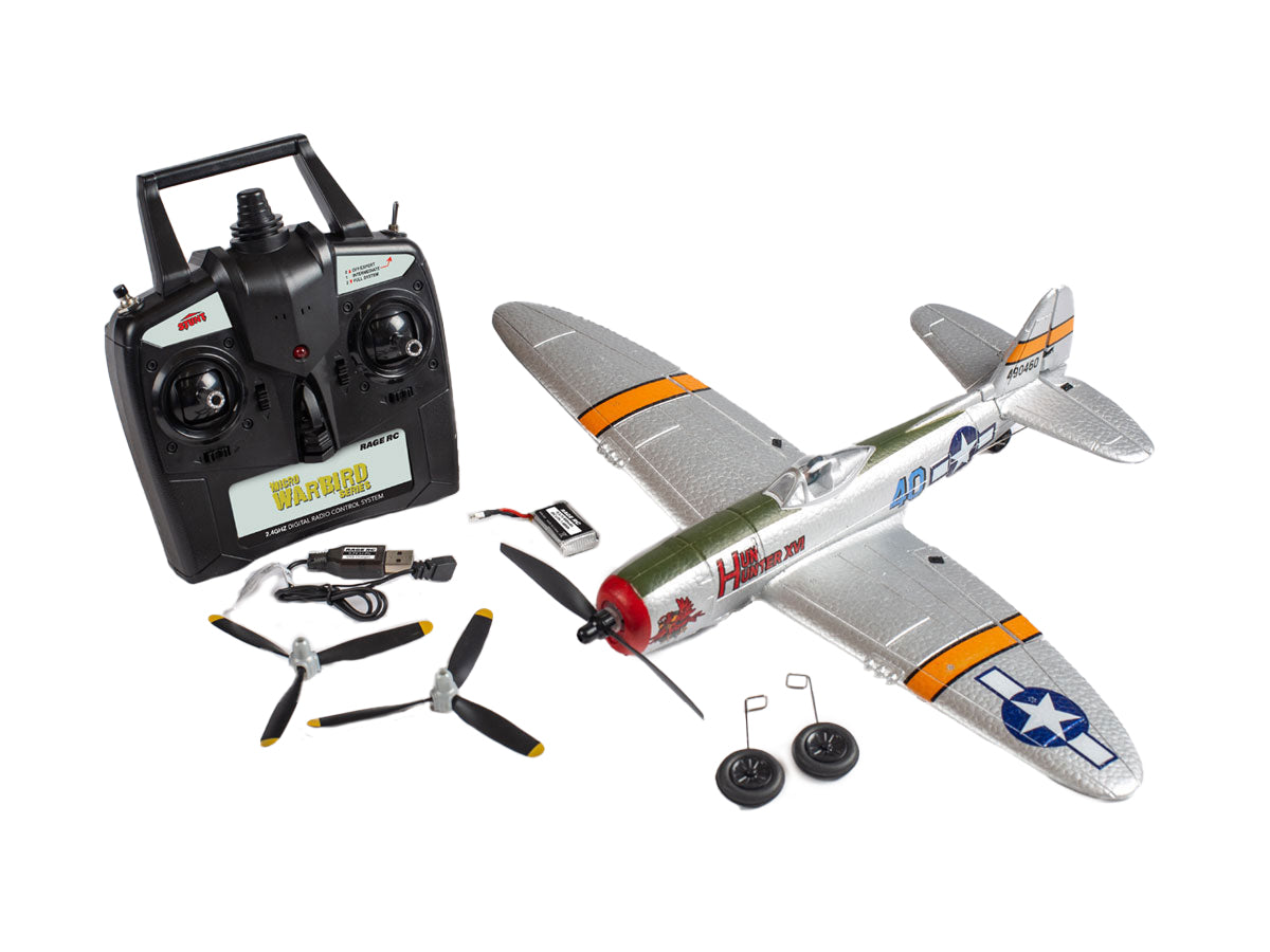 RAGE RC - P-47 Thunderbolt Micro RTF Airplane with PASS (Pilot Assist Stability Software) System (RGRA1307)