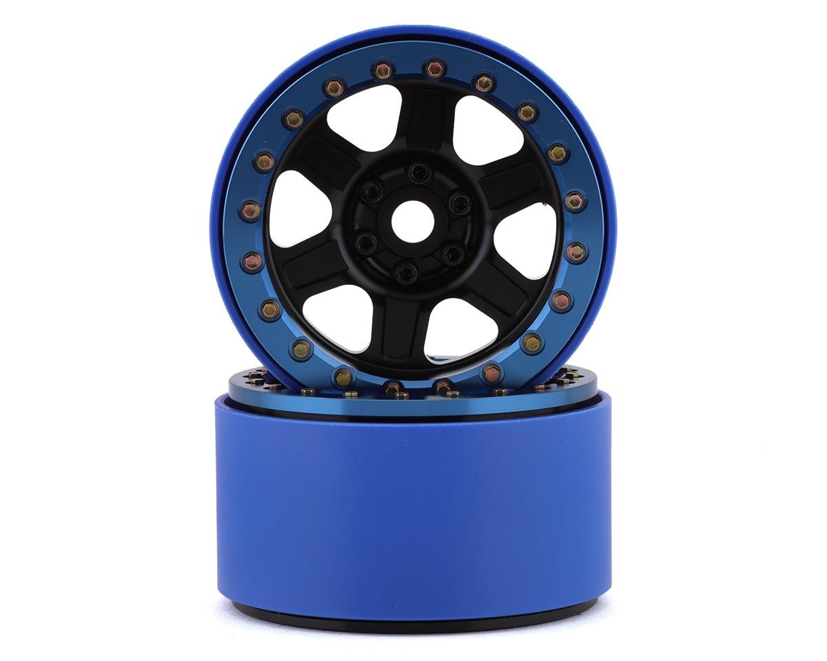 SSD RC Challenger PL 2.2" Beadlock Crawler Wheels (Black/Blue) (2) (SSD00435)