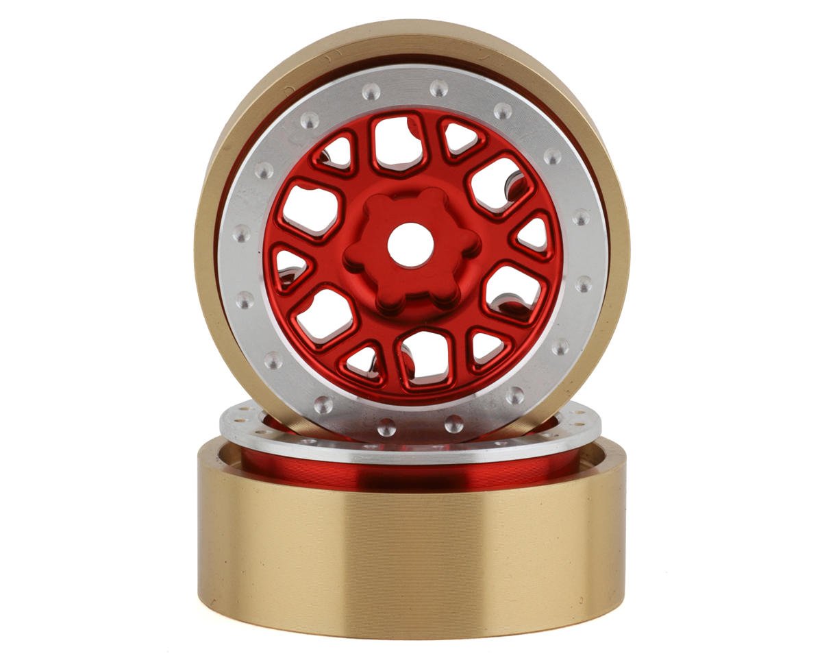 SSD RC 1.0Ó Boxer Aluminum/Brass Beadlock Wheels (Red) (2) (25g) (SSD00550)