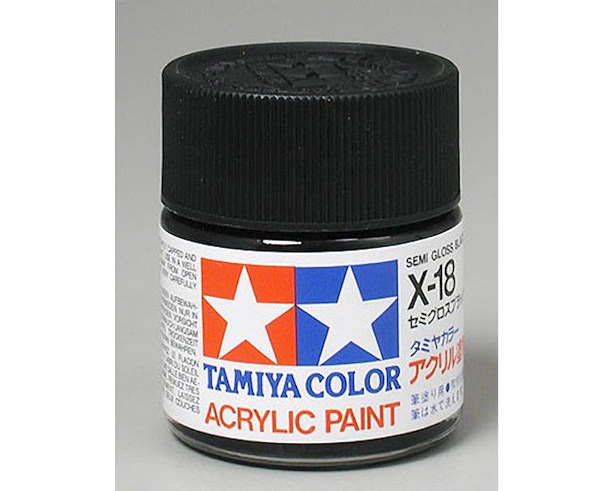 Tamiya X-18 Black Semi-Gloss Acrylic Paint (23ml) (TAM81018)