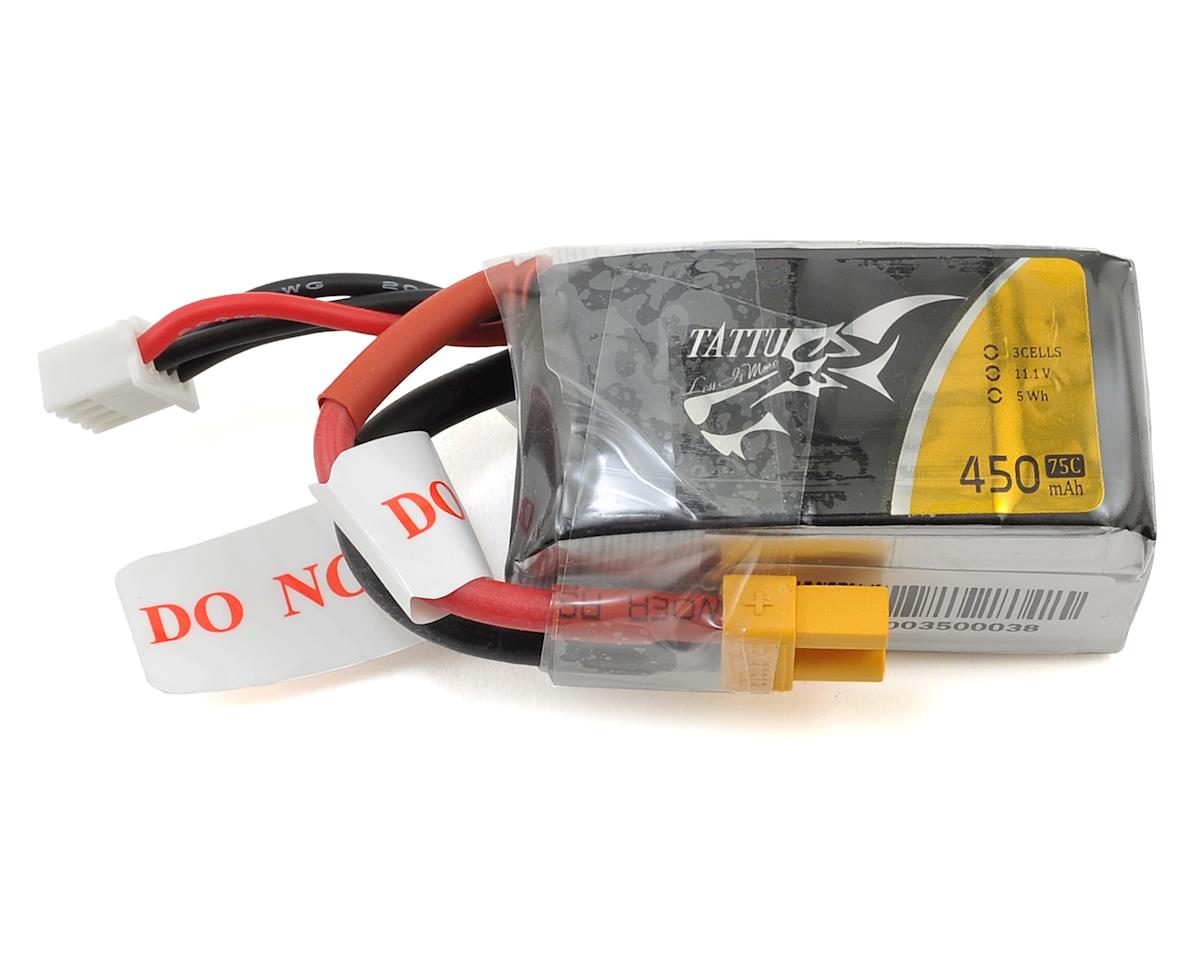 Tattu 3s LiPo Battery 75C (11.1V/450mAh) (TAT-75C-450-3S1P-XT30)