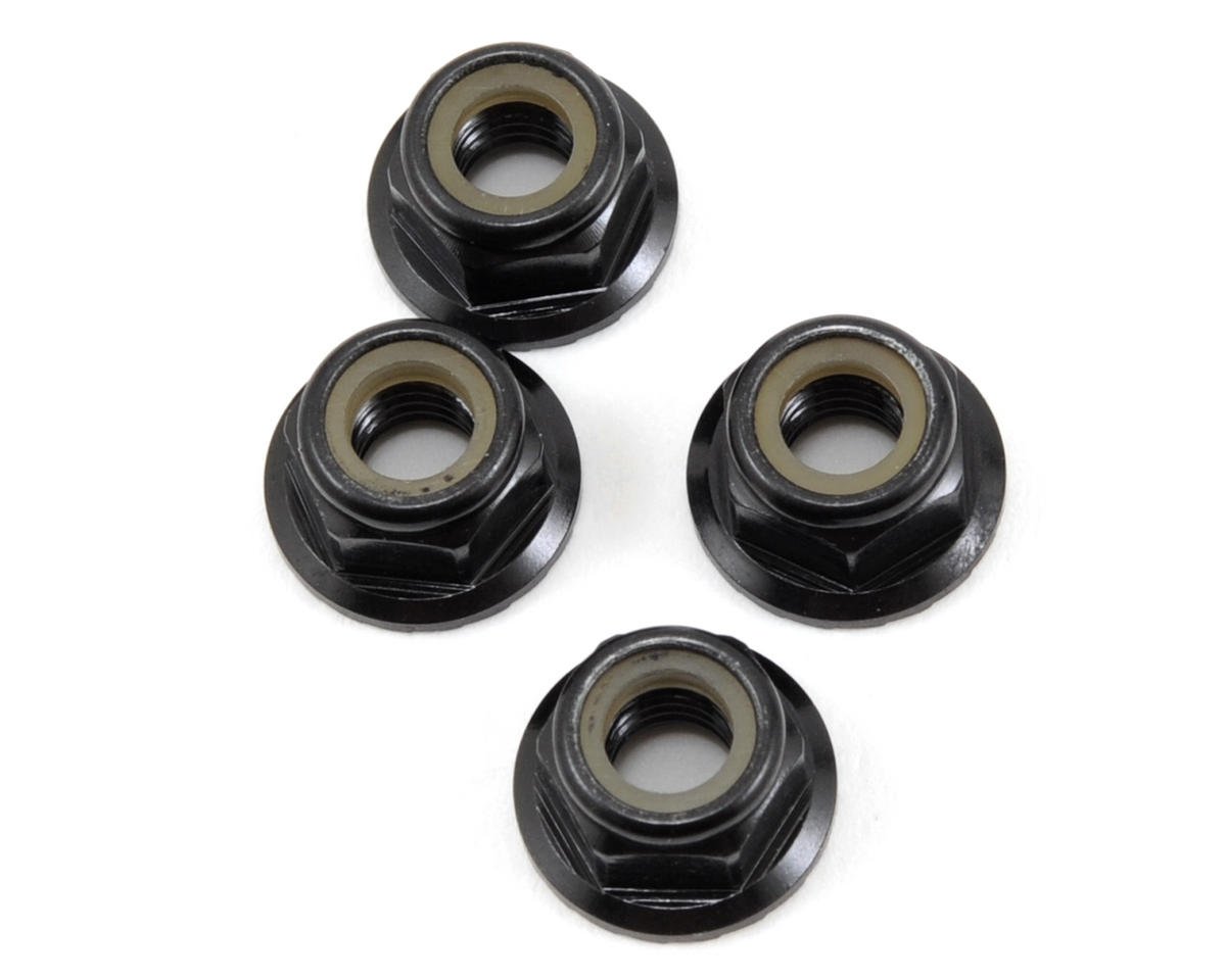 Tekno RC M5 Aluminum Serrated Flanged Locknut (Black) (4) (TKR1215)