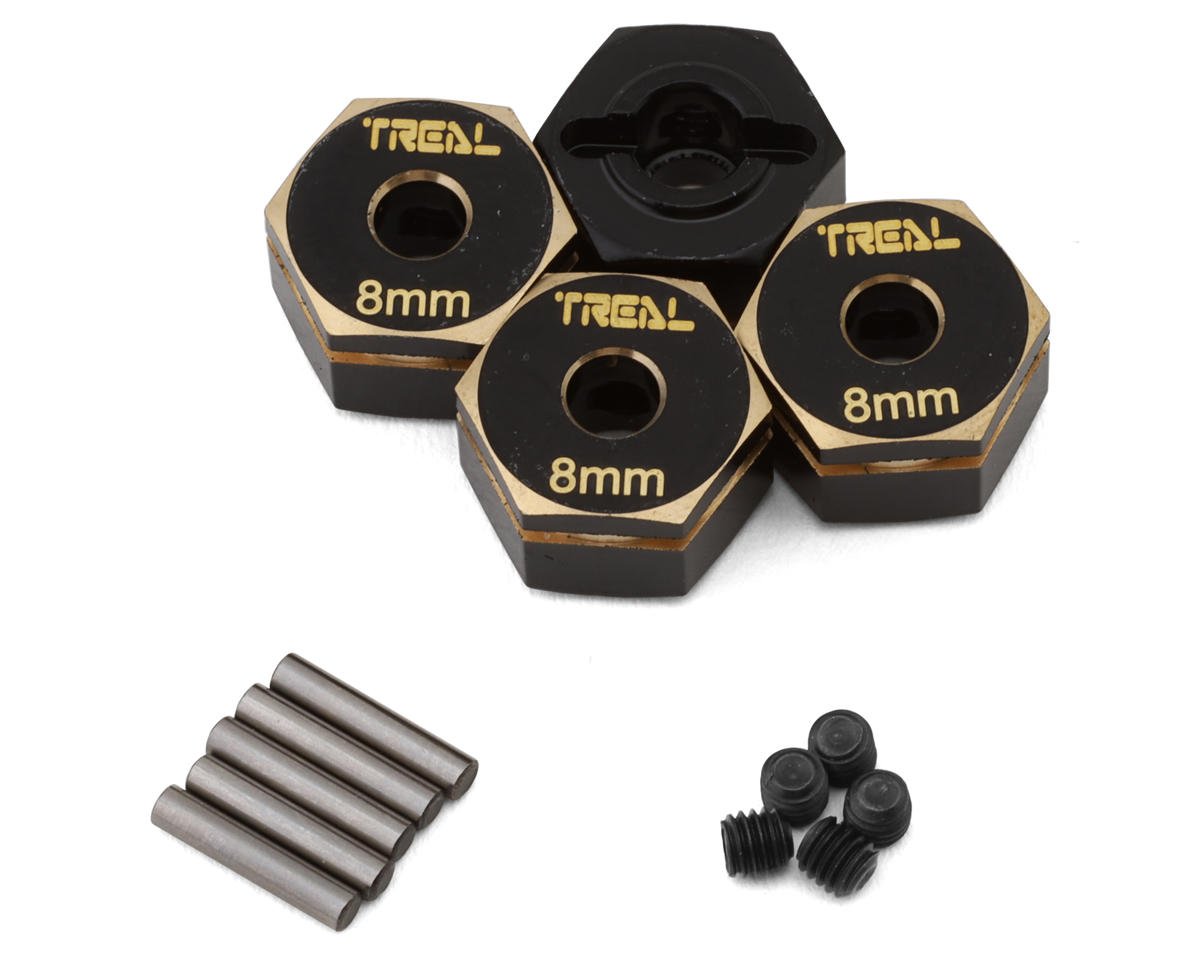 Treal Hobby Element RC Enduro Brass Hex Adapter Wheel Hubs (Black) (4) (8mm) (TLHTENDURO-11)