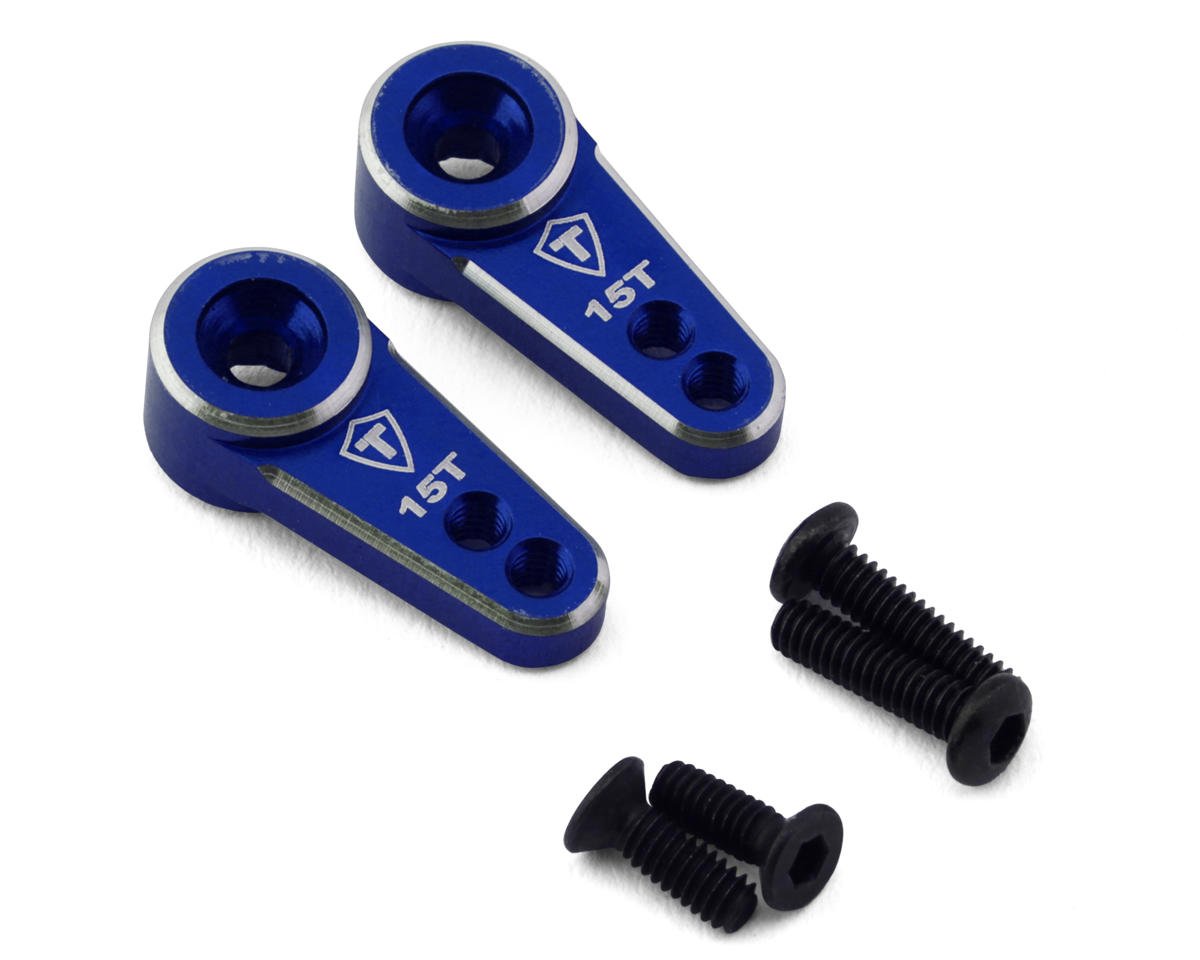 Treal Hobby FCX24 CNC Aluminum 15T Micro Servo Horns (Blue) (2) (EMAX) (TLHTFCX24-36)