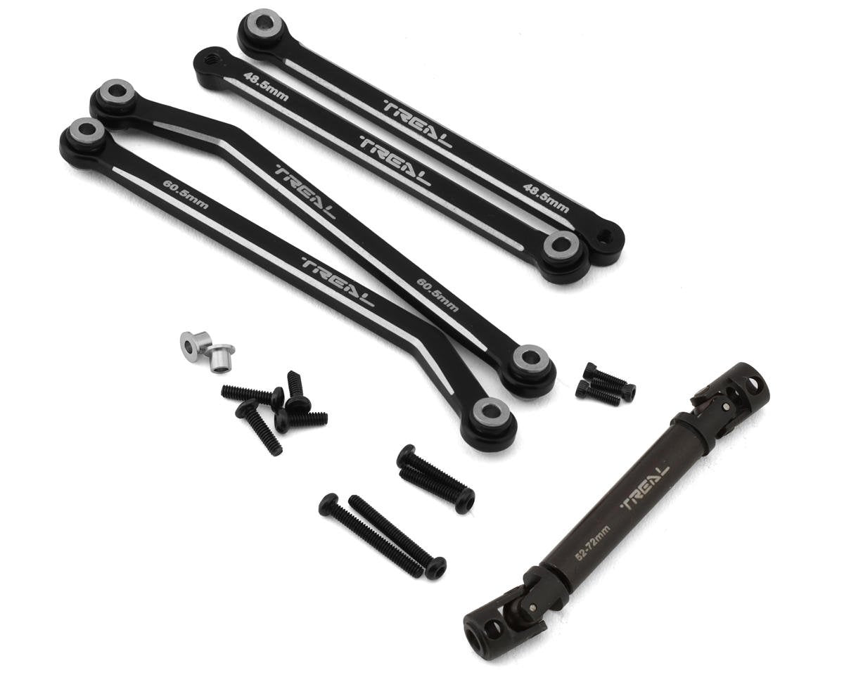 Treal Hobby FCX24 Aluminum Extended Rear Suspension Link Set (Black) (+12mm) (TLHTFCX24-63)