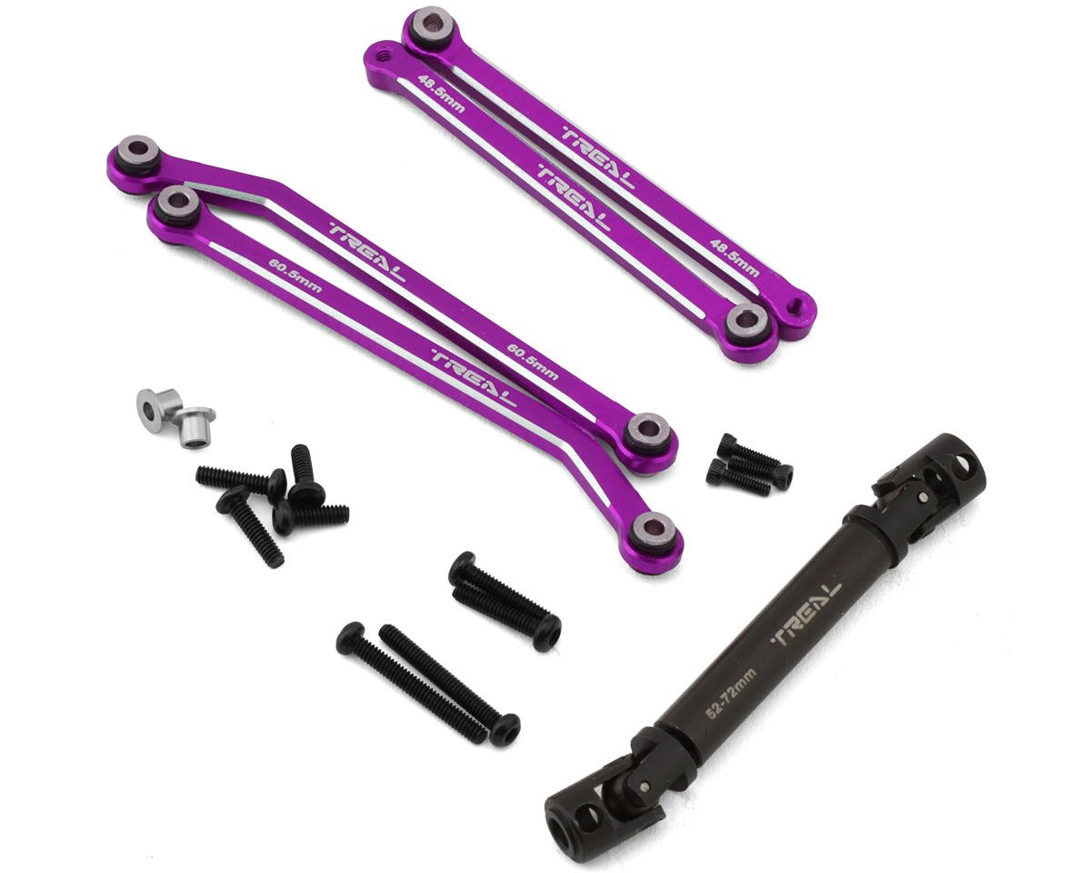 Treal Hobby FCX24 Aluminum Extended Rear Suspension Link Set (Purple) (+12mm) (TLHTFCX24-65)