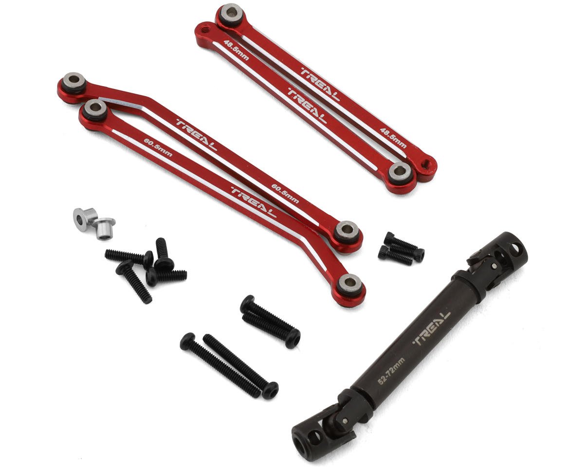 Treal Hobby FCX24 Aluminum Extended Rear Suspension Link Set (Red) (+12mm) (TLHTFCX24-66)