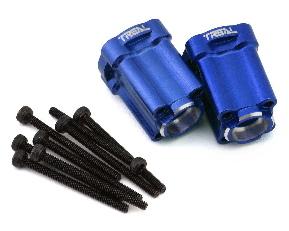 Treal Hobby Losi Mini LMT Aluminum Rear Hub Axle Mounts (Blue) (2) (0 Degree) (TLHTLMT18-17)