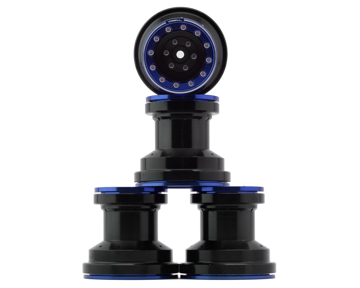 Treal Hobby Losi Mini LMT 7075 Aluminum Beadlock Wheel Set (4) (Black/Blue) (TLHTLMT18-53)