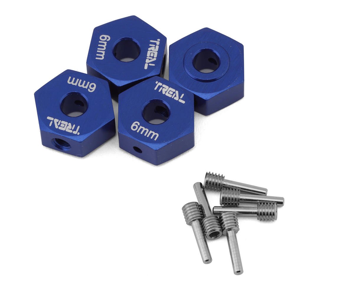 Treal Hobby Losi Mini LMT Aluminum 12mm Wheel Hex Adaptors (Blue) (4) (TLHTLMT18-61)