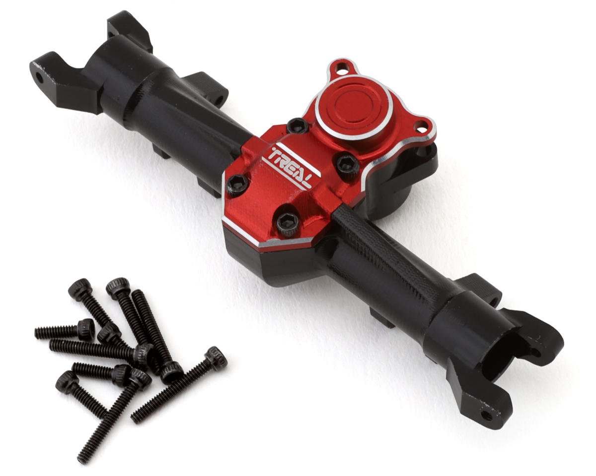 Treal Hobby Axial SCX24 Aluminum Front Axle (Black/Red) (TLHTSCX24-02)