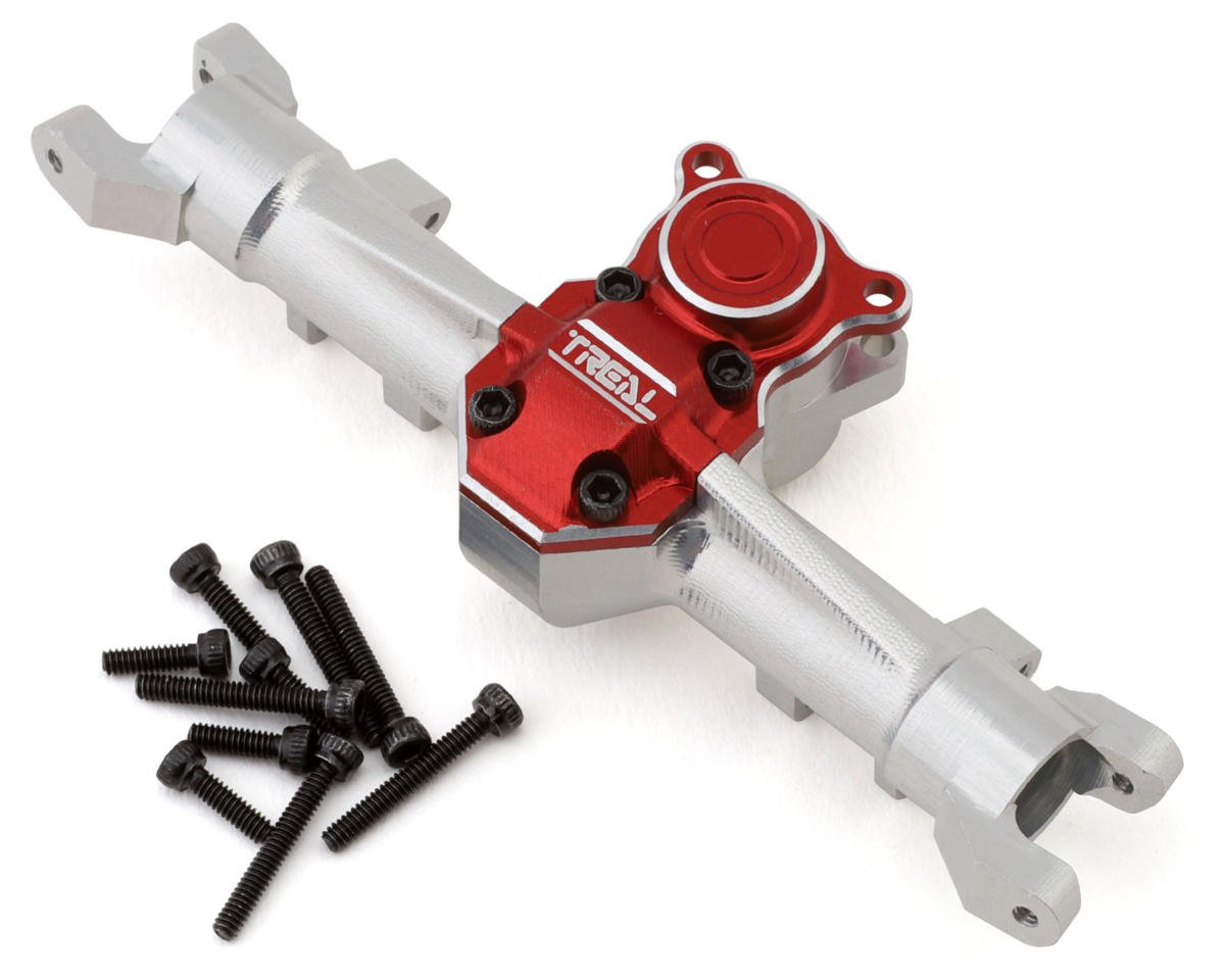 Treal Hobby Axial SCX24 Aluminum Front Axle (Silver/Red) (TLHTSCX24-03)