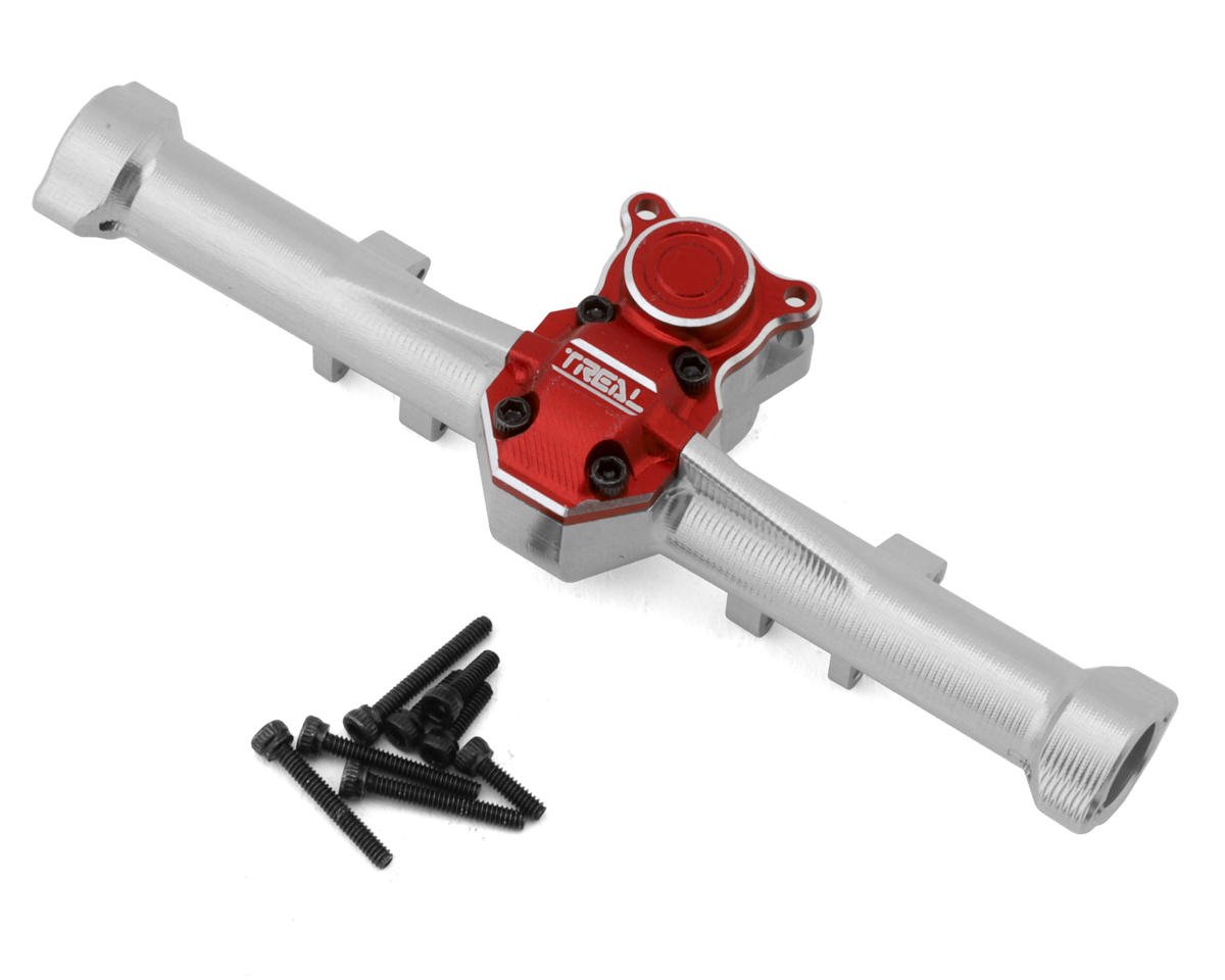 Treal Hobby Axial SCX24 Aluminum Rear Axle (Silver/Red) (TLHTSCX24-05)