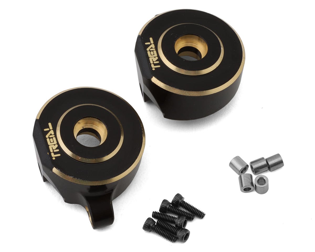 Treal Hobby Axial SCX24 Brass Front Steering Knuckles (Black) (2) (18g) (TLHTSCX24-122)