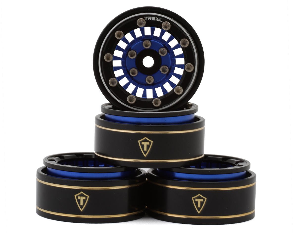 Treal Hobby Type C 1.0" Brass Beadlock Crawler Wheels (Blue) (4) (27.3g) (TLHTSCX24-142)