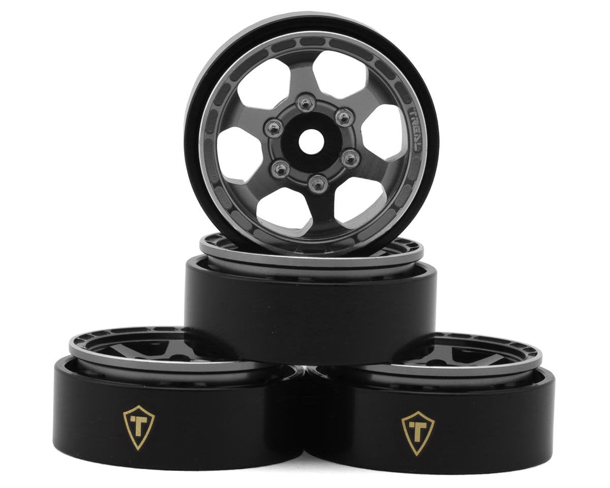 Treal Hobby Type D 1.0" Concave 6-Spoke Beadlock Wheels (Grey) (4) (21.2g) (TLHTSCX24-151)