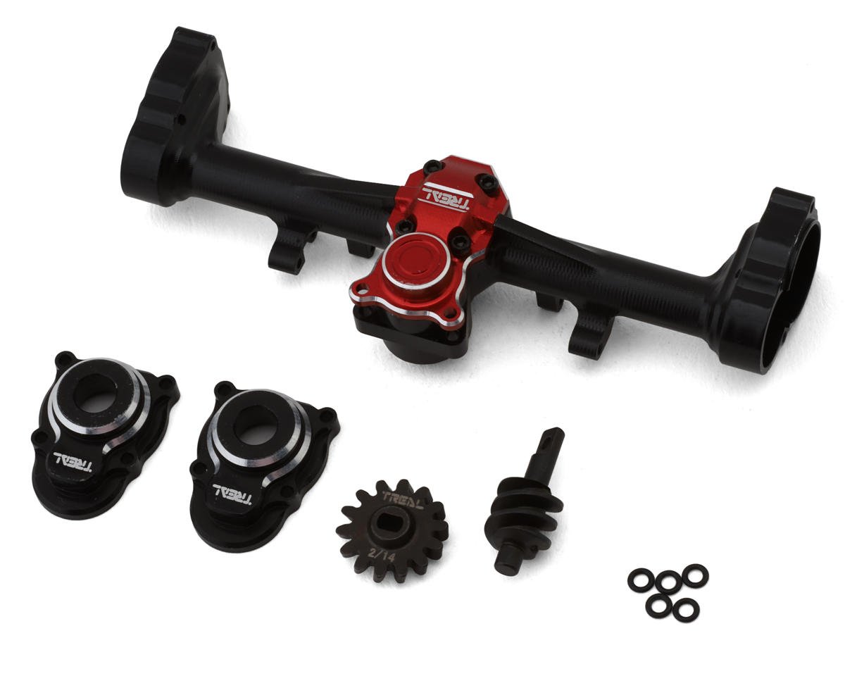 Treal Hobby Axial SCX24 Aluminum Rear Portal Axle Upgrade Kit (Black) (TLHTSCX24-188)