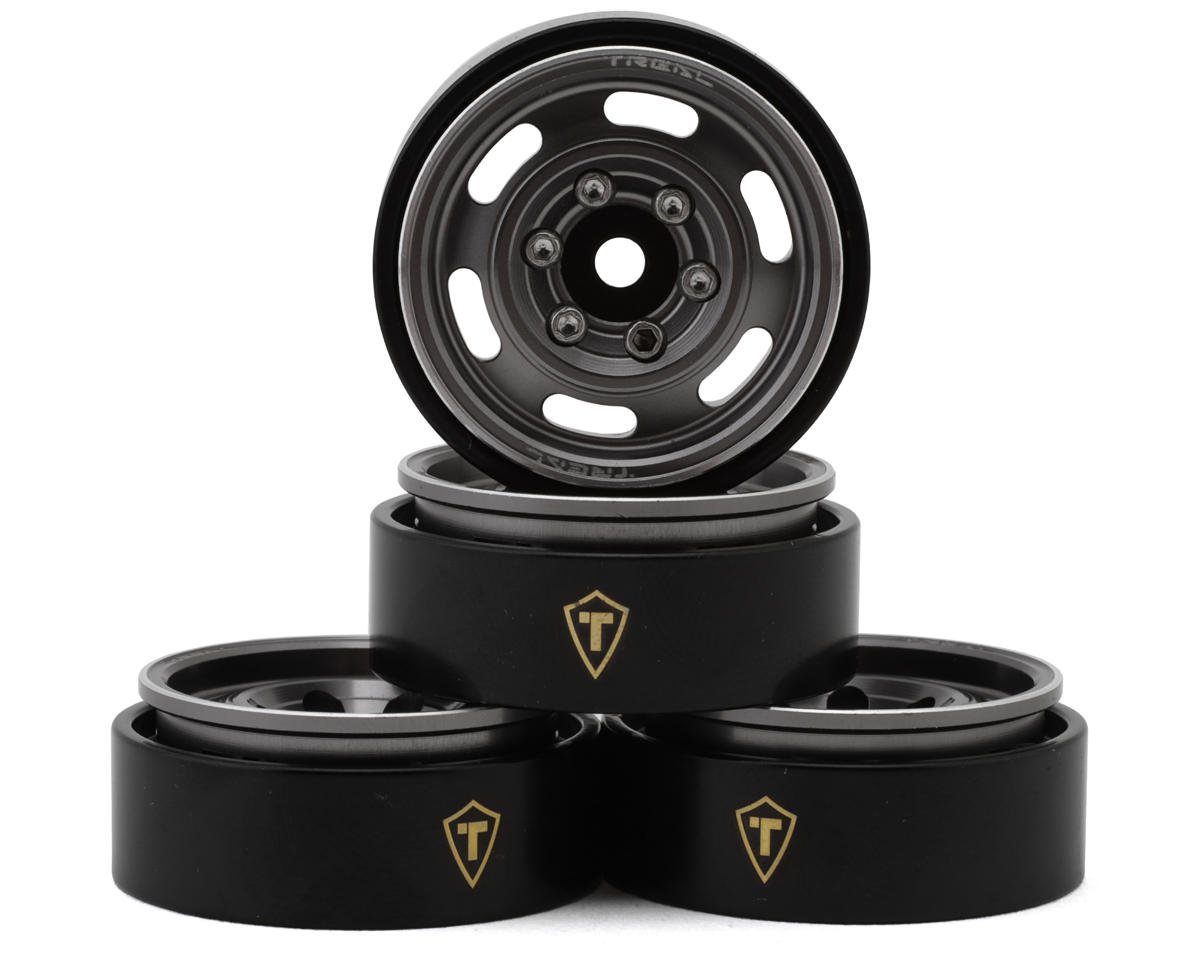 Treal Hobby Type E 1.0" 6-Slot Beadlock Wheels (Titanium) (4) (21.9g) (TLHTSCX24-199)
