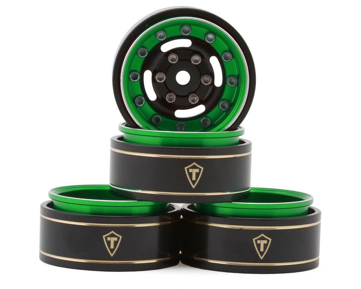 Treal Hobby Type F 1.0" Deep Dish Beadlock Wheels (Green) (4) (27g) (TLHTSCX24-237)
