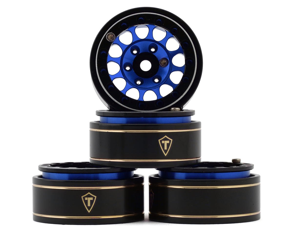 Treal Hobby Type I 1.0" Classic 12-Spoke Beadlock Wheels (Blue) (4) (27.2g) (TLHTSCX24-241)
