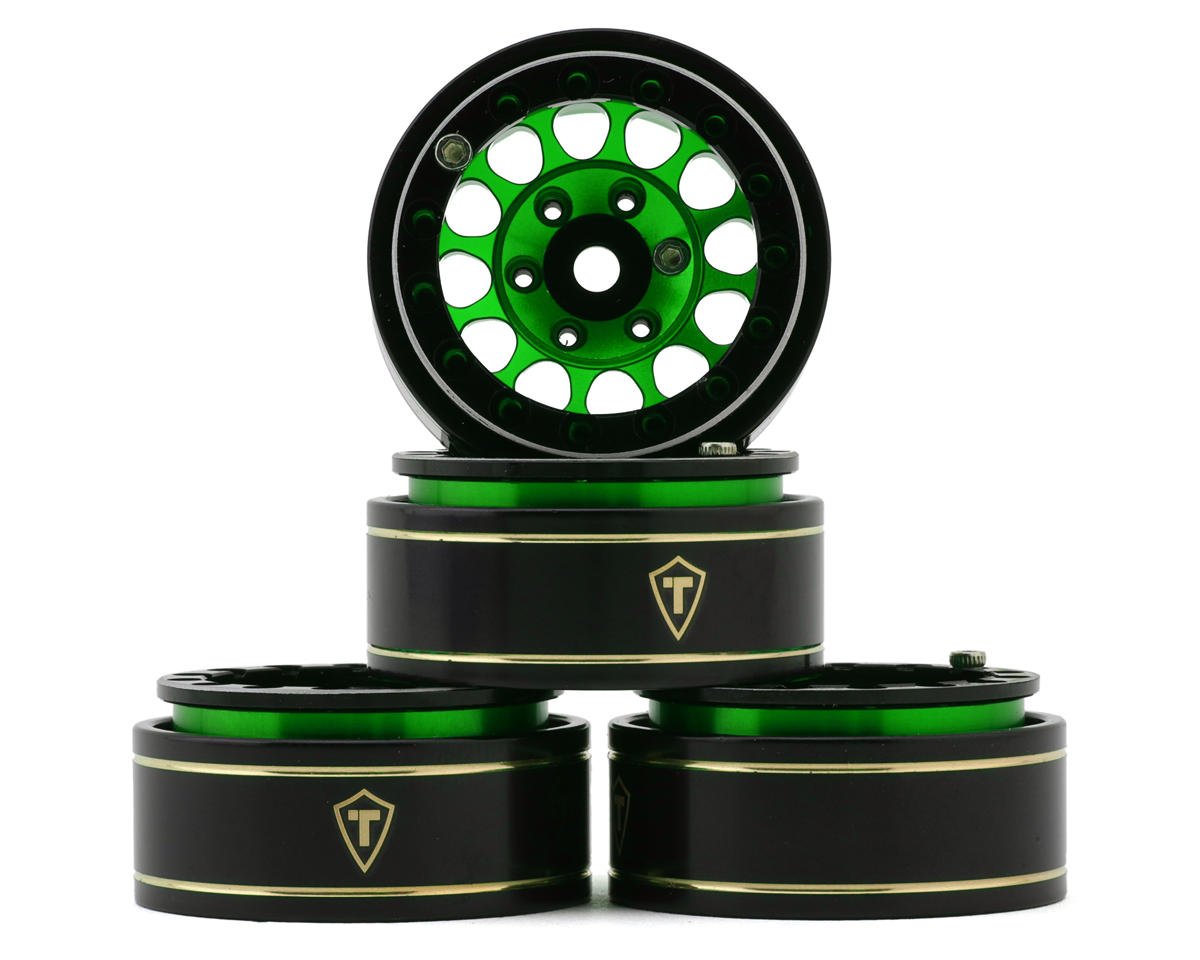 Treal Hobby Type I 1.0" Classic 12-Spoke Beadlock Wheels (Green) (4) (27.2g) (TLHTSCX24-243)