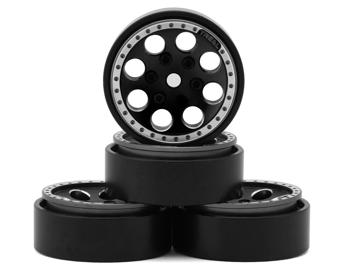 Treal Hobby 1.0" 8-Hole Beadlock Wheels (Black) (4) (22g) (TLHTSCX24-25)