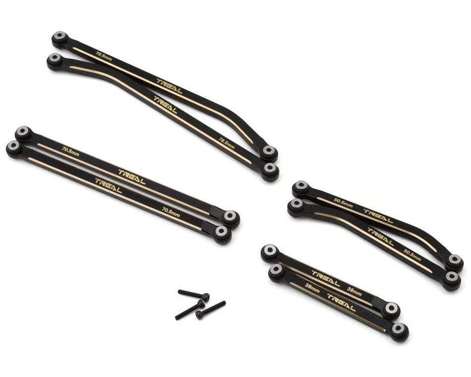 TREAL HOBBY - Axial SCX24 Brass High Clearance Suspension Links Set (Black) (44g) (155mm Wheelbase) (Gladiator/Power Wagon) (TLHTSCX24-277)