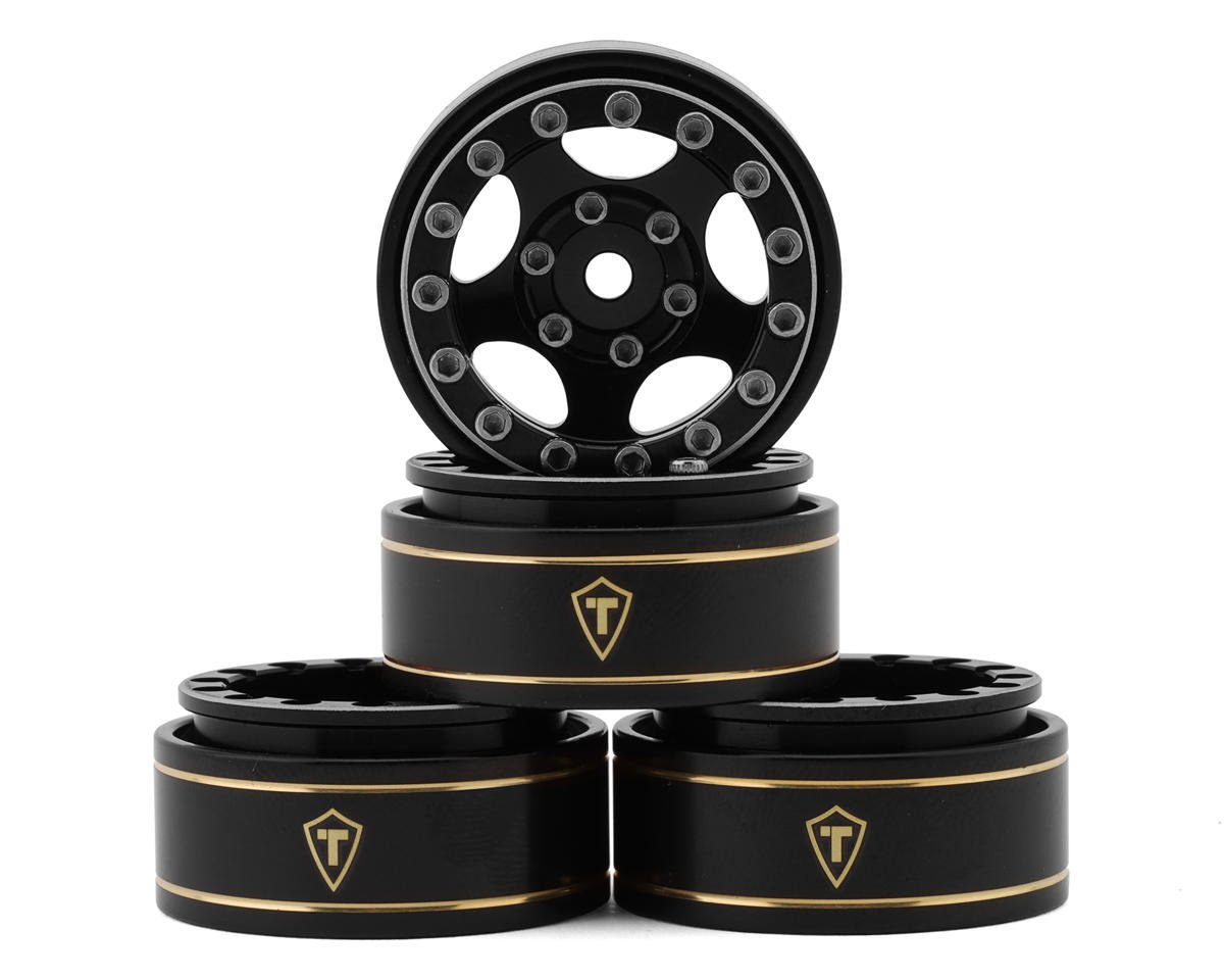 Treal Hobby Type B 1.0" 5-Spoke Beadlock Wheels (Black/Black) (4) (22.4g) (TLHTSCX24-44)